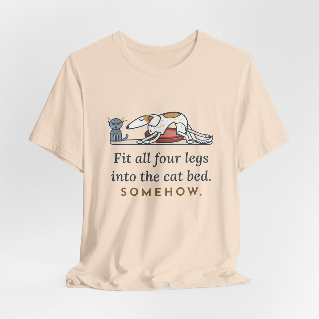 Borzoi T-Shirt - Fit All Four Legs Into the Cat Bed. Somehow. Funny Sighthound Dog Tee