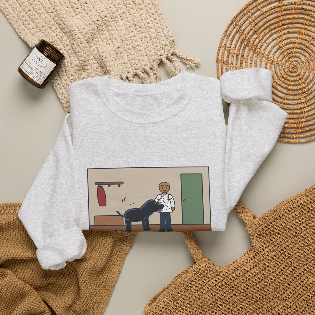 Jet-Black Dog Sweatshirt, Bought One White Sweater, Wore It for Six Minutes, Funny Front Hall Hug Crewneck