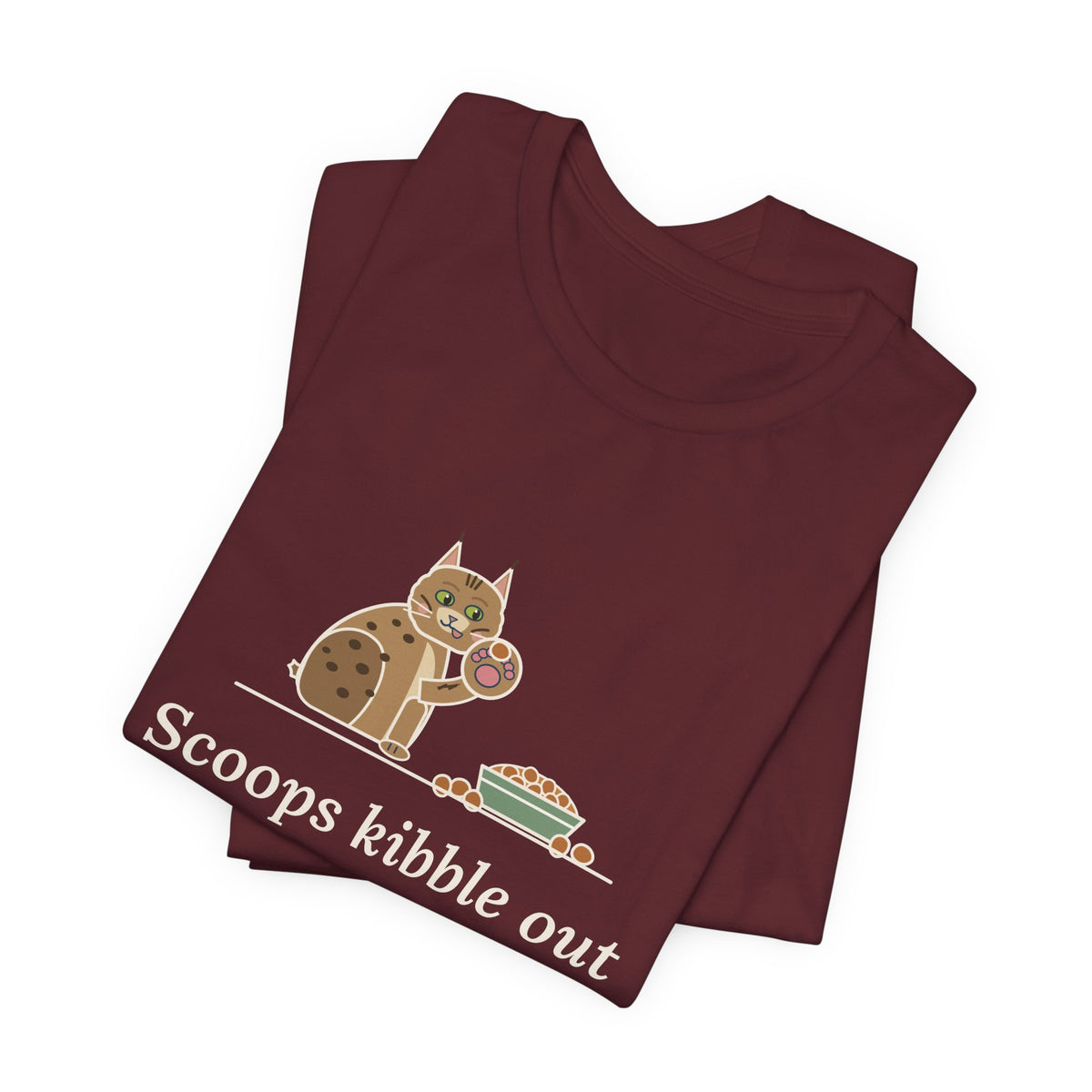 Pixiebob Cat T-Shirt - Scoops Kibble Out of the Bowl With Her Mitten Paw