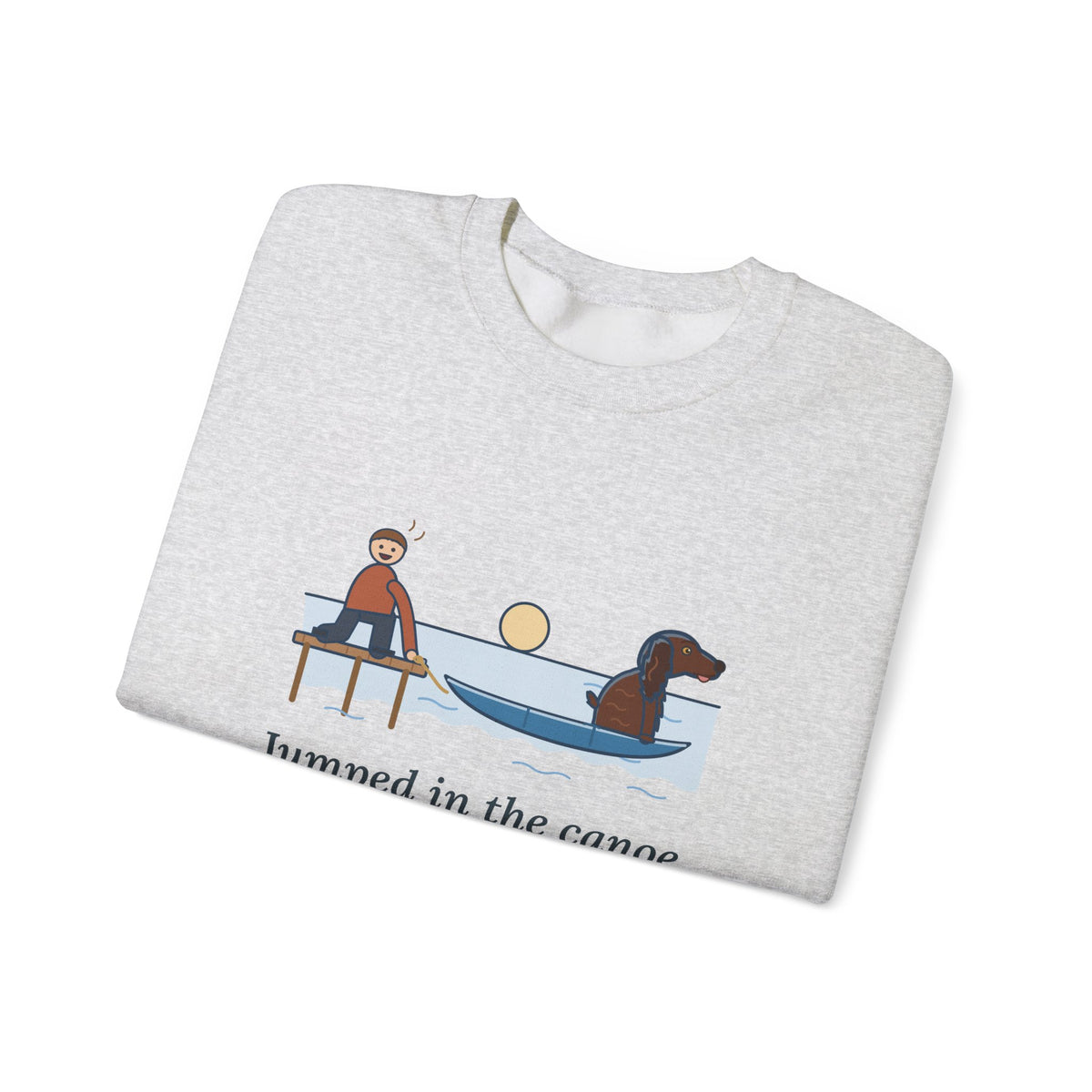 Boykin Spaniel Crewneck Sweatshirt - Seated in the Canoe Before the Rope Came Off
