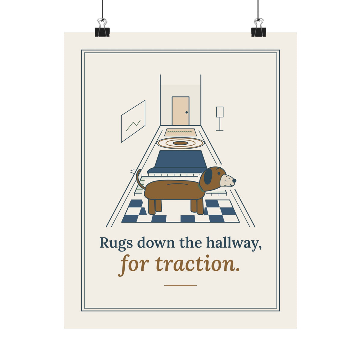Senior Dogs Poster - Rugs Down the Hallway, for Traction Old Dog Hallway Wall Art