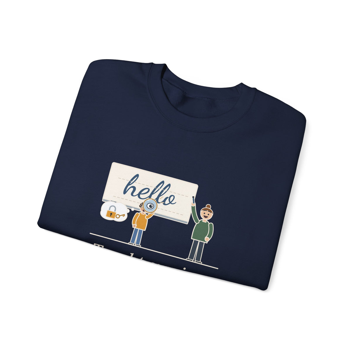 Cursive Handwriting Teacher Crewneck Sweatshirt - Secret Code Magnifying Glass Student