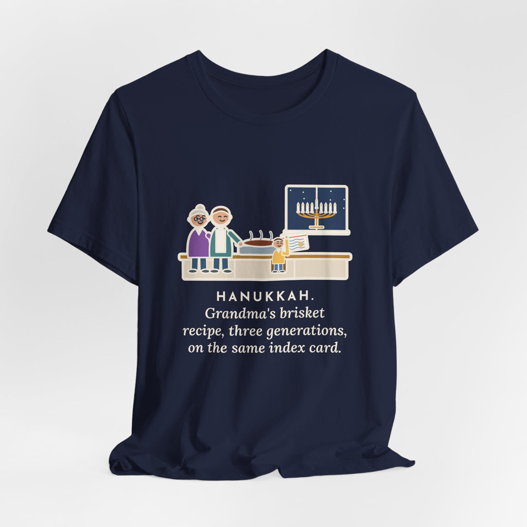 Funny Hanukkah Brisket T-Shirt, Grandma's Recipe, Three Generations, the Same Index Card, Recipe Card Tee