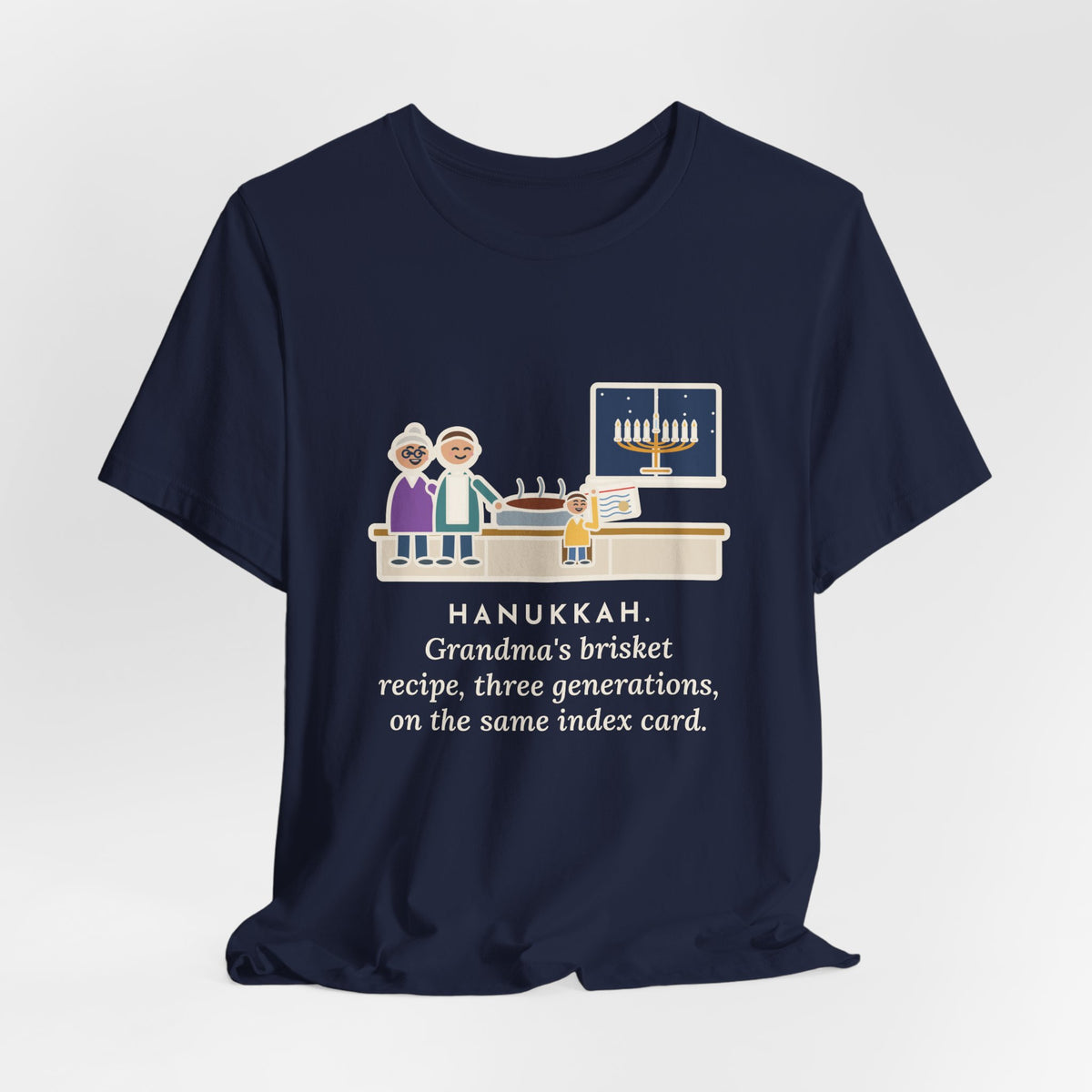 Funny Hanukkah Brisket T-Shirt, Grandma's Recipe, Three Generations, the Same Index Card, Recipe Card Tee