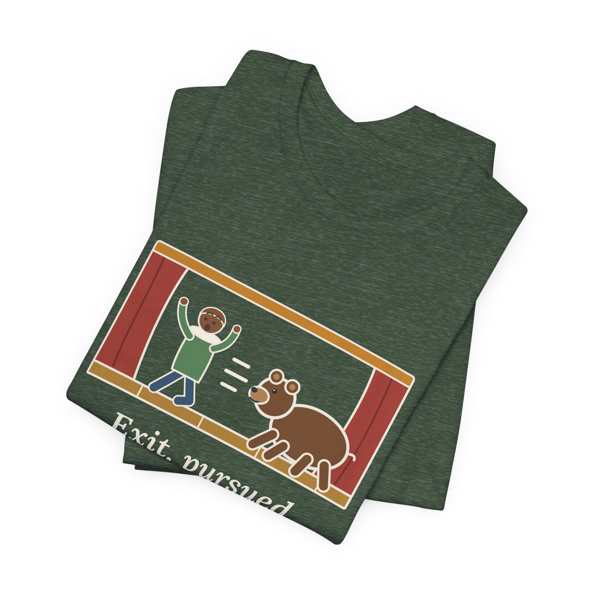 Shakespeare Quote T-Shirt, Exit, Pursued by a Bear, Theatre Stage Chase Tee