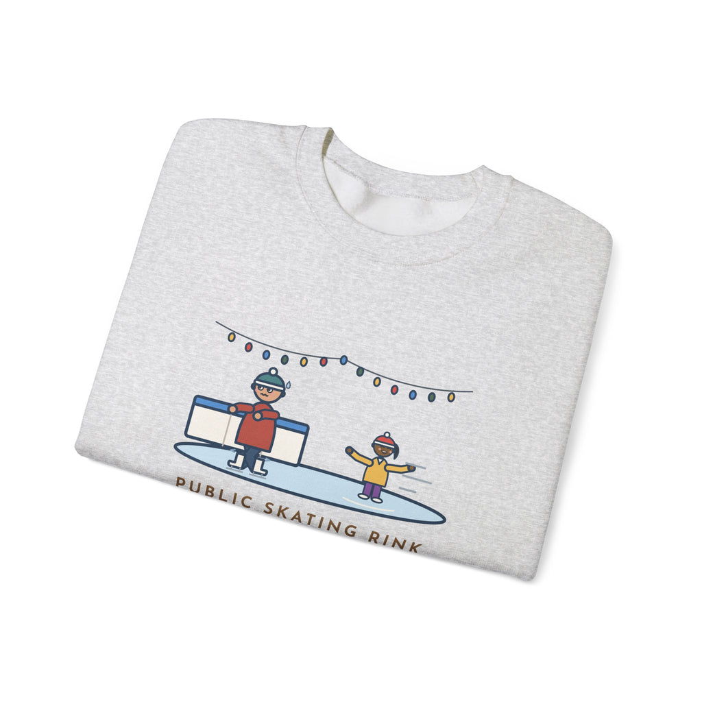 Ice Skating Sweatshirt, Held the Wall for an Hour, A Six-Year-Old Skated Past Me Backward, Funny Outdoor Rink Crewneck