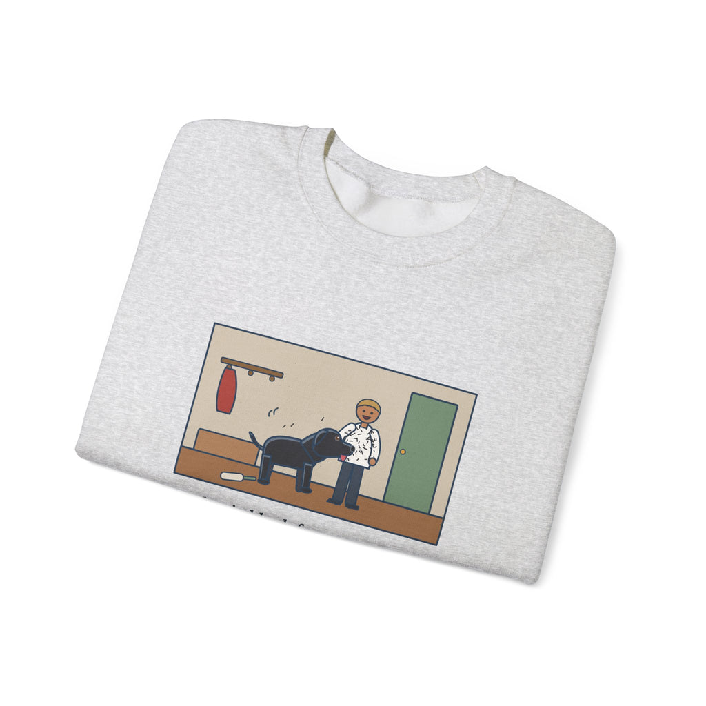Jet-Black Dog Sweatshirt, Bought One White Sweater, Wore It for Six Minutes, Funny Front Hall Hug Crewneck