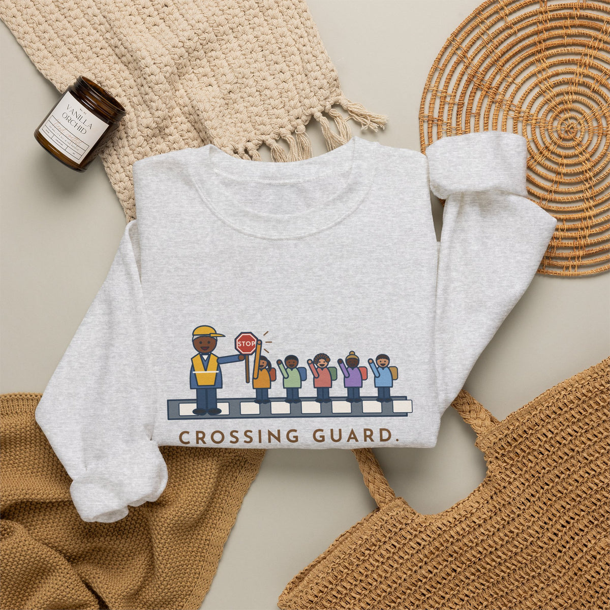 Crossing Guard Sweatshirt, The Kindergartners High-Five My Stop Sign on the Way By, Funny School Crosswalk Crewneck
