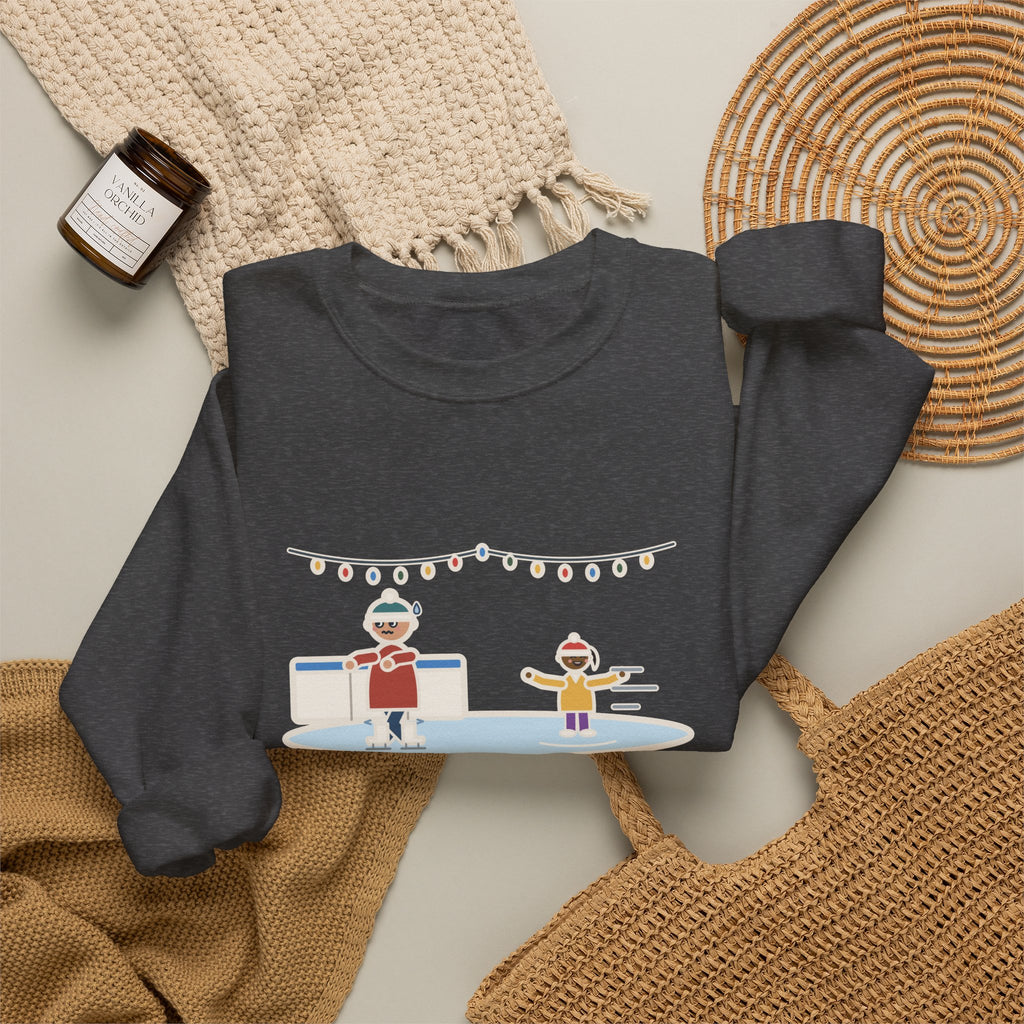 Ice Skating Sweatshirt, Held the Wall for an Hour, A Six-Year-Old Skated Past Me Backward, Funny Outdoor Rink Crewneck