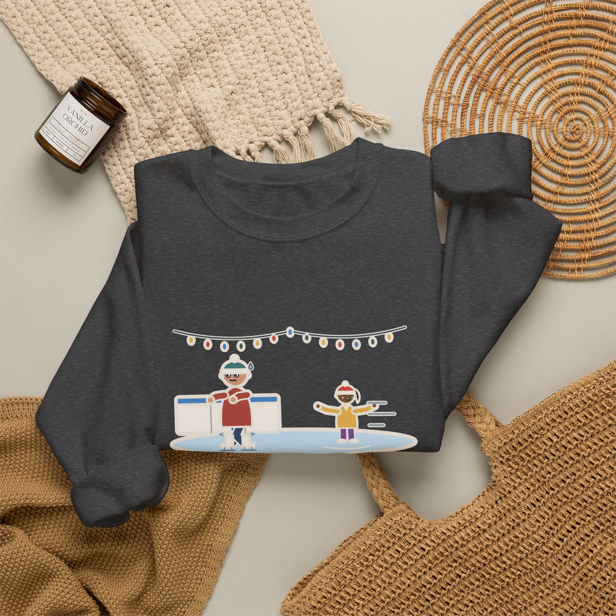 Ice Skating Sweatshirt, Held the Wall for an Hour, A Six-Year-Old Skated Past Me Backward, Funny Outdoor Rink Crewneck
