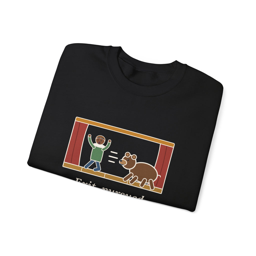 Exit, Pursued by a Bear Sweatshirt, Theatre Shakespeare Quote Crewneck with Stage Chase
