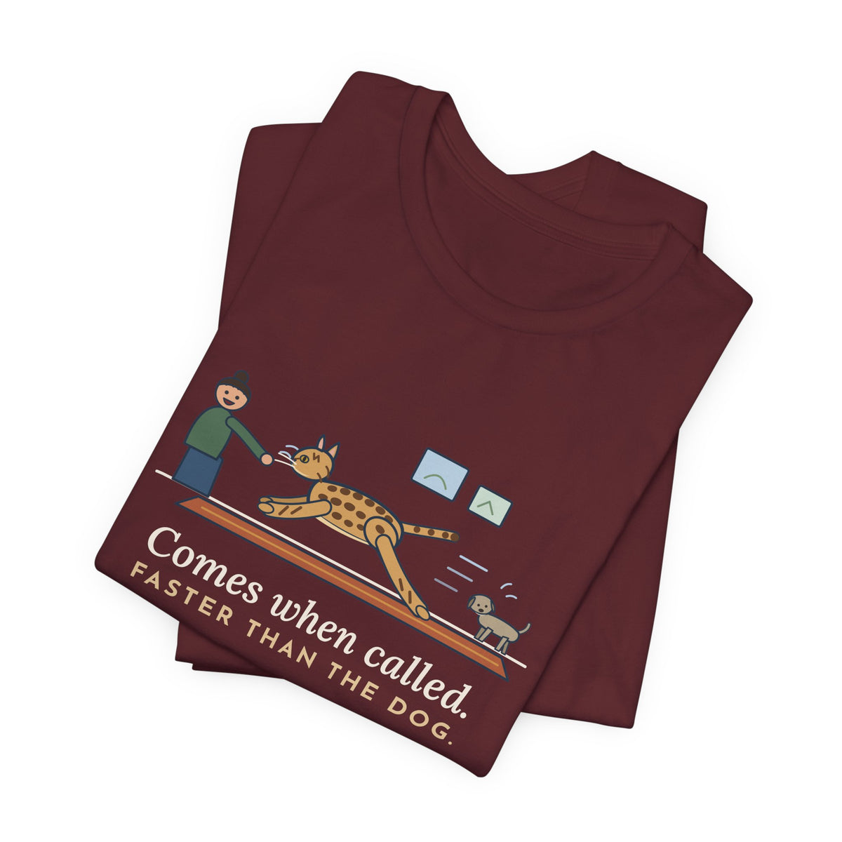 Ocicat T-Shirt - Comes When Called, Faster Than the Dog Funny Cat Tee