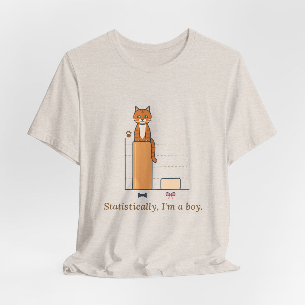 Orange Cat T-Shirt - Statistically, I'm a Boy. Funny Ginger Cat Owner Tee