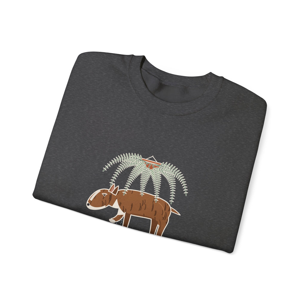 Bull Terrier Crewneck Sweatshirt - Trancing Under the Ferns Slow Motion Dog Lover Gift