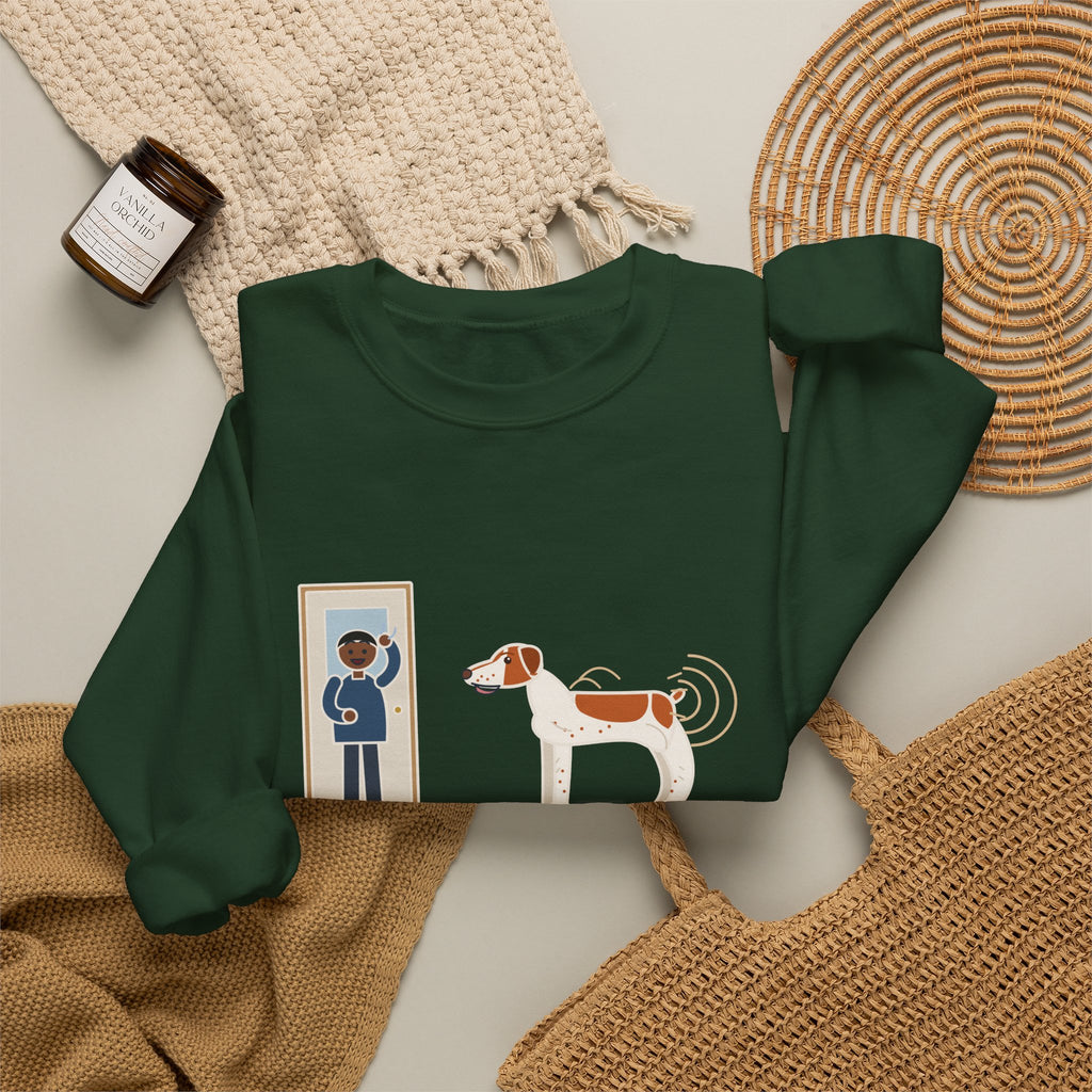 Brittany Dog Crewneck Sweatshirt - No Tail to Speak Of, Wags From the Shoulders Back