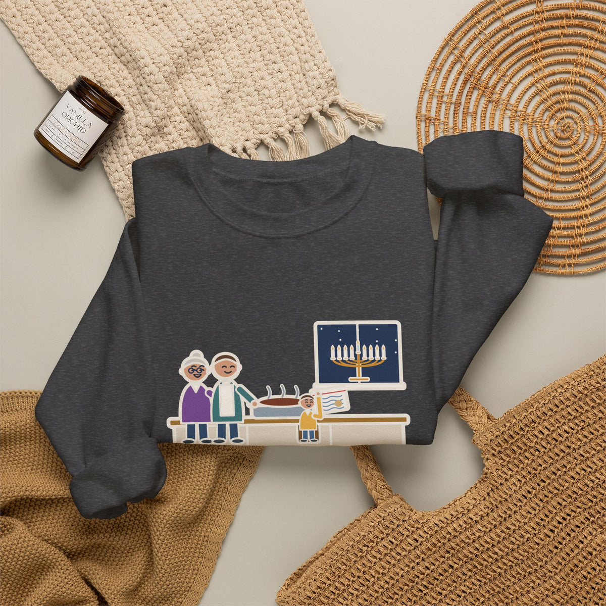 Hanukkah Brisket Sweatshirt, Grandma's Recipe, Three Generations, the Same Index Card, Funny Recipe Card Crewneck
