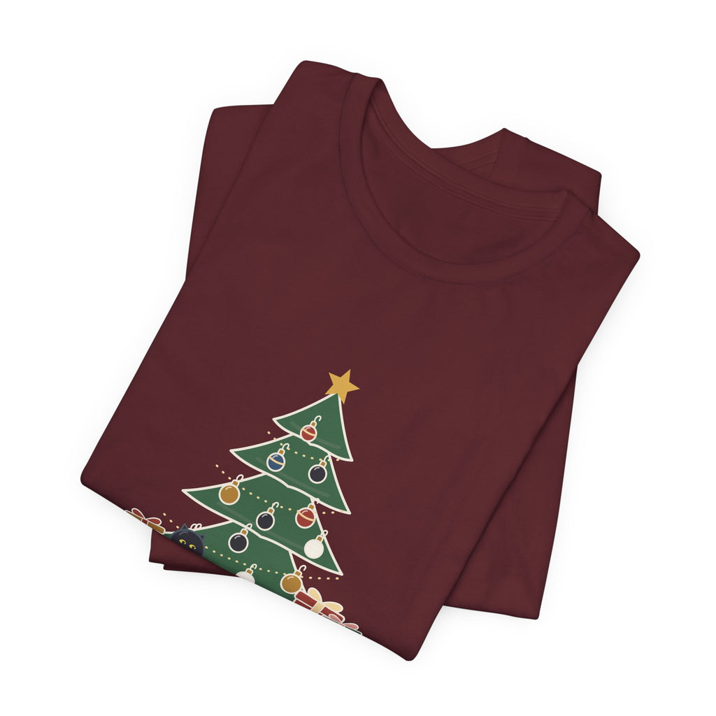 Black Cat Christmas T-Shirt - That Black Ornament on the Bottom Branch Is the Cat