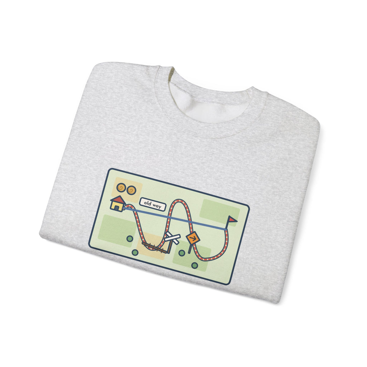 Shortcut Sweatshirt, Tried the New One, Got There Ten Minutes Later Than the Old Way, Funny Hand-Drawn Route Crewneck