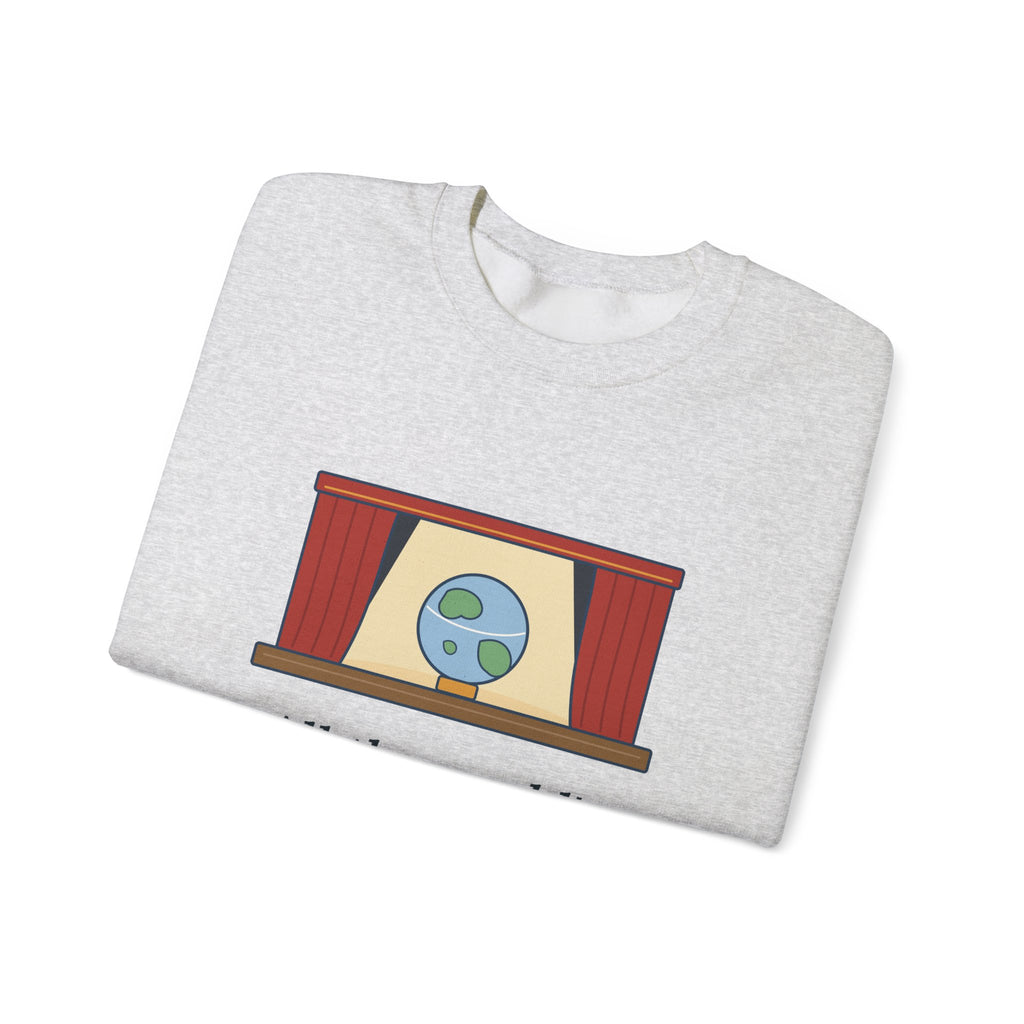 All the World's a Stage Sweatshirt, Theatre Shakespeare Quote Crewneck with Globe on Stage
