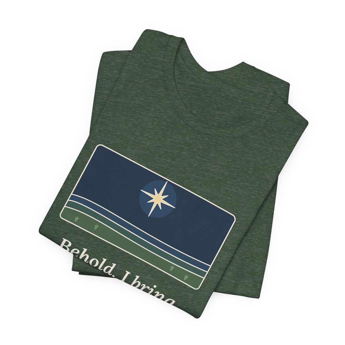 Luke 2:10 Quote T-Shirt, Good Tidings of Great Joy, Christmas Star over Field Tee