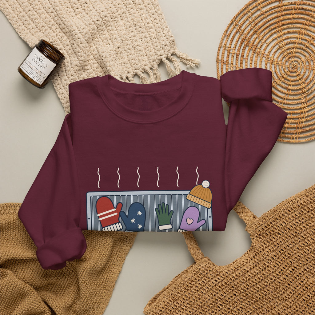 Snow Day Crewneck Sweatshirt - Mittens Drying on Every Vent Winter Sweatshirt