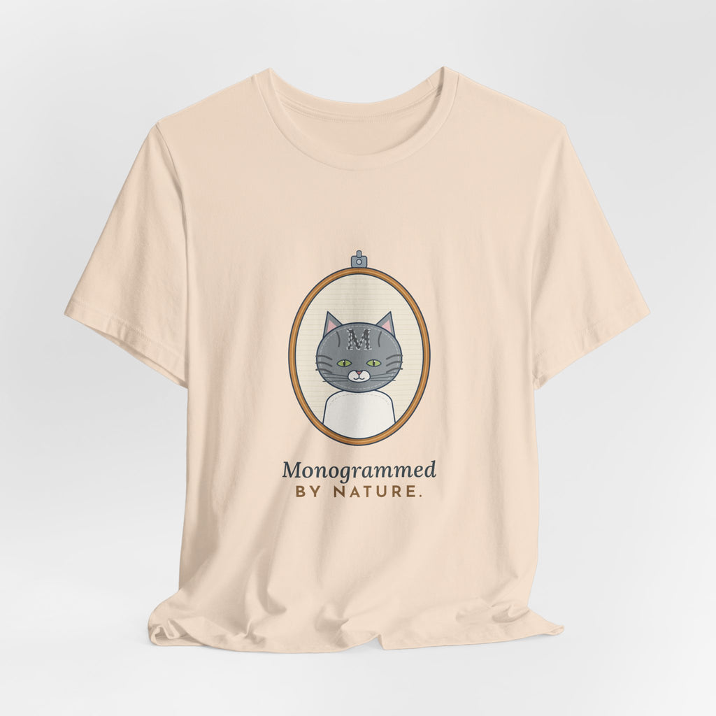 Gray Tabby Cat T-Shirt - Forehead M Initial, Nature's Own Letter Tabby Cat Lover Tee