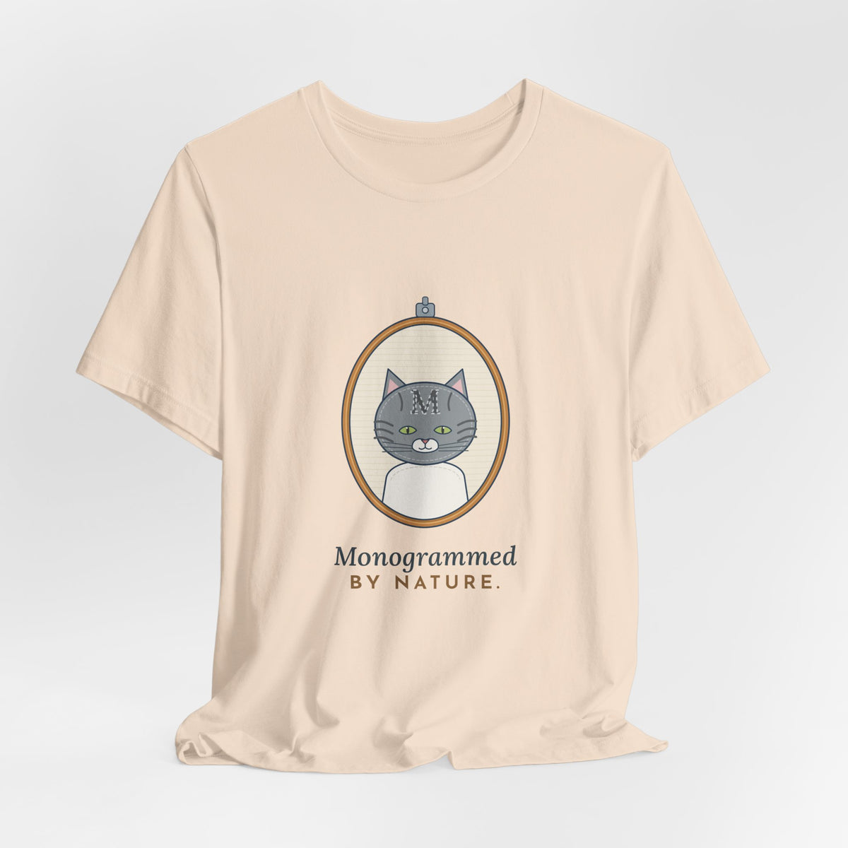 Gray Tabby Cat T-Shirt - Forehead M Initial, Nature's Own Letter Tabby Cat Lover Tee