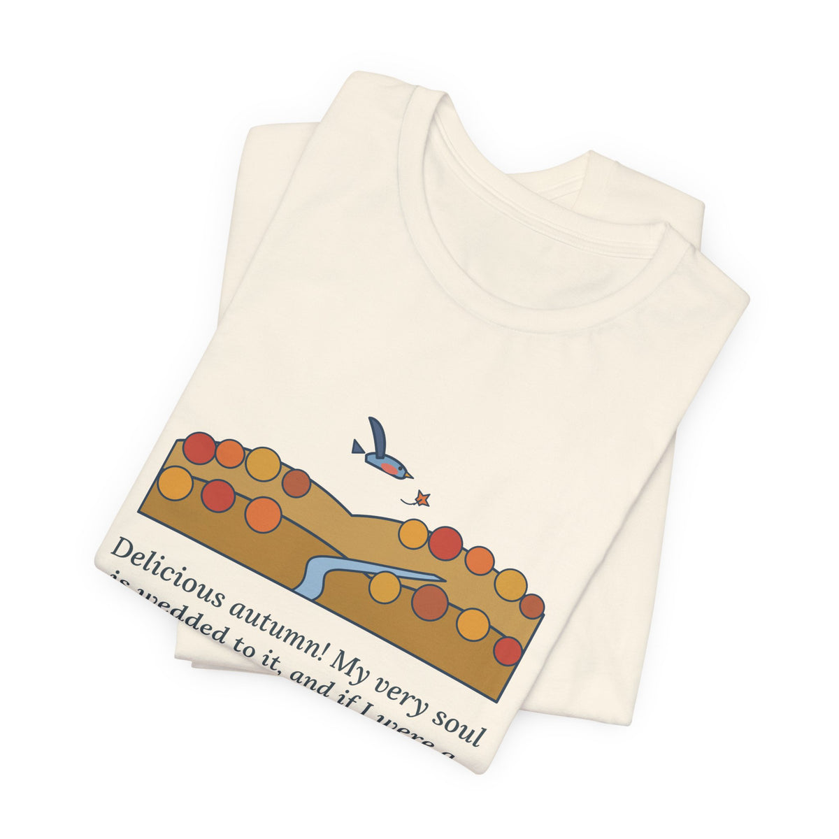 George Eliot Quote T-Shirt, Fly About the Earth Seeking the Successive Autumns, Fall Bird over the Hills Tee
