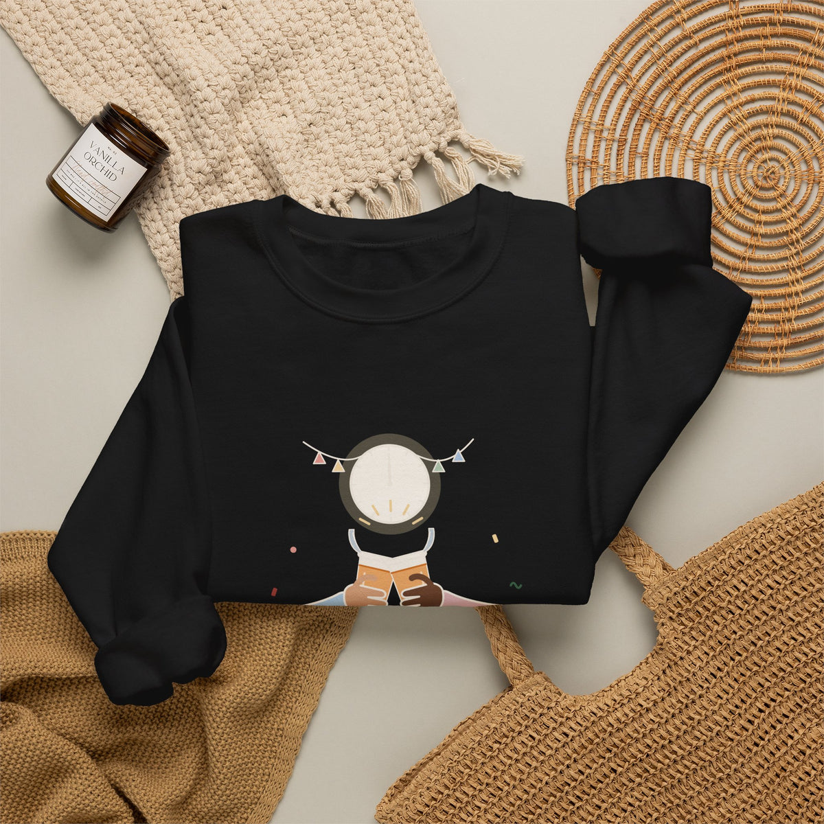 Night-Shift Nurse Crewneck Sweatshirt - New Year's Toast: Apple Juice, Nurses' Station