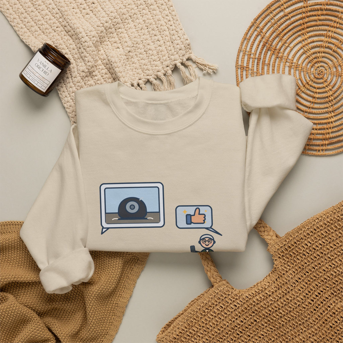 Funny Family Group Chat Crewneck Sweatshirt - Dad Said Awesome to My Flat Tire