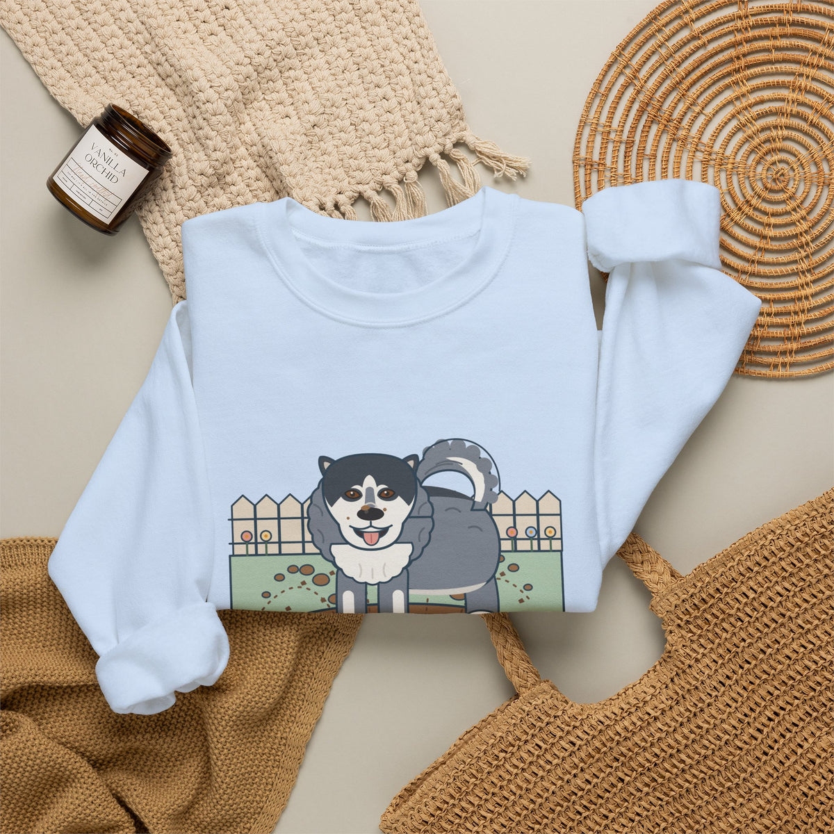 Alaskan Malamute Crewneck Sweatshirt - Malamute-Sized Backyard Crater Dog Owner Gift