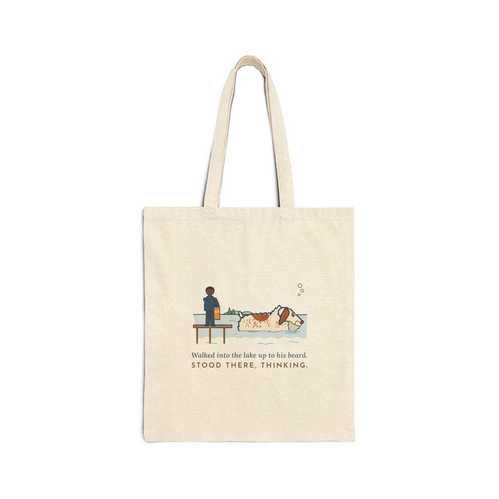 Spinone Italiano Tote Bag - Walked Into the Lake Up to His Beard Lake Dog Tote