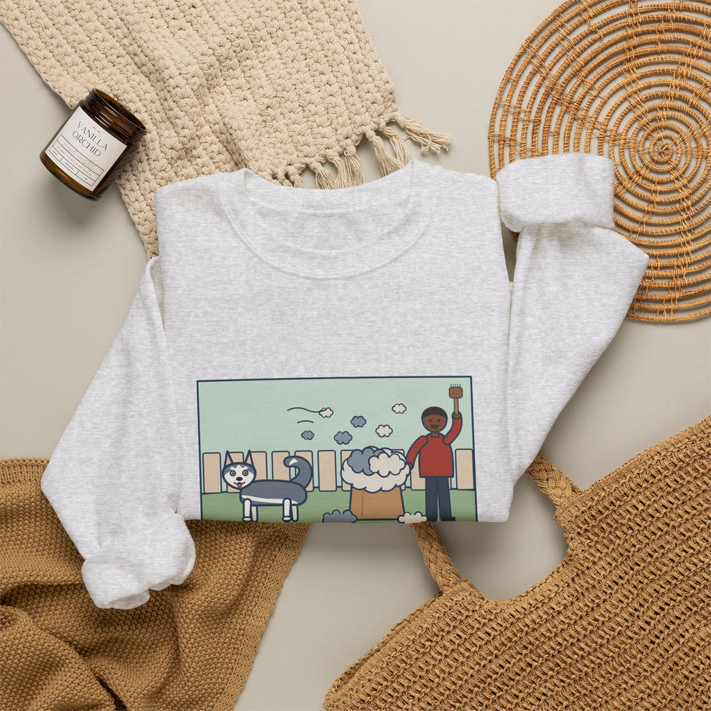 Pomsky Sweatshirt, Shed One Winter Coat, We Filled a Grocery Bag with It, Funny Shedding Season Crewneck