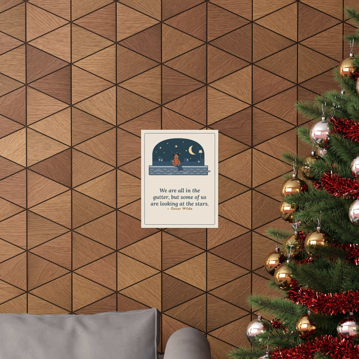 Oscar Wilde Quote Poster, Some of Us Are Looking at the Stars, Literary Stargazer Curb Wall Art