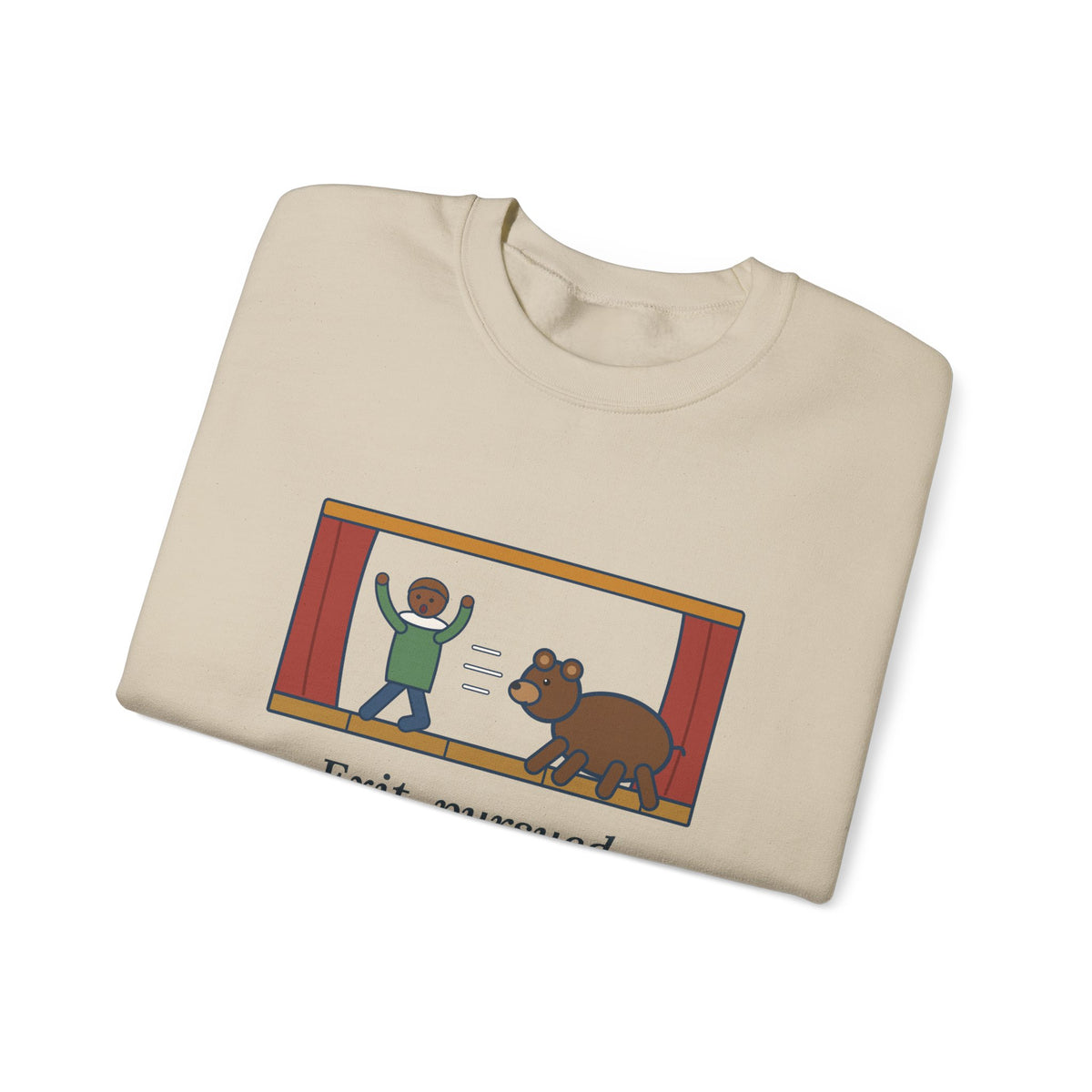 Exit, Pursued by a Bear Sweatshirt, Theatre Shakespeare Quote Crewneck with Stage Chase