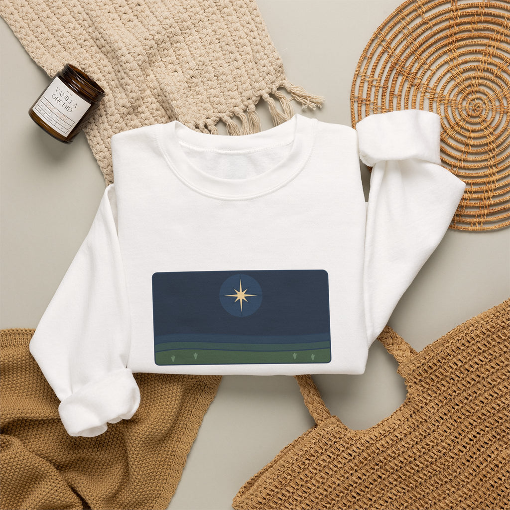 Good Tidings of Great Joy Sweatshirt, Christmas Luke 2:10 Quote Crewneck with Star over Field