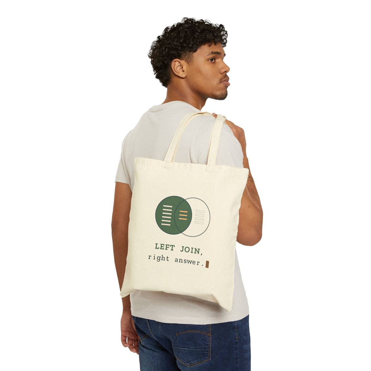 Data Analyst Tote Bag - LEFT JOIN, Right Answer. SQL Humor Laptop and Lunch Tote
