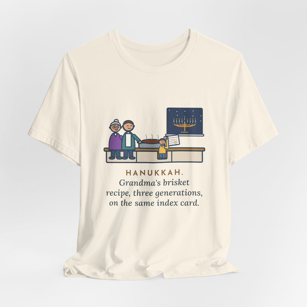 Funny Hanukkah Brisket T-Shirt, Grandma's Recipe, Three Generations, the Same Index Card, Recipe Card Tee