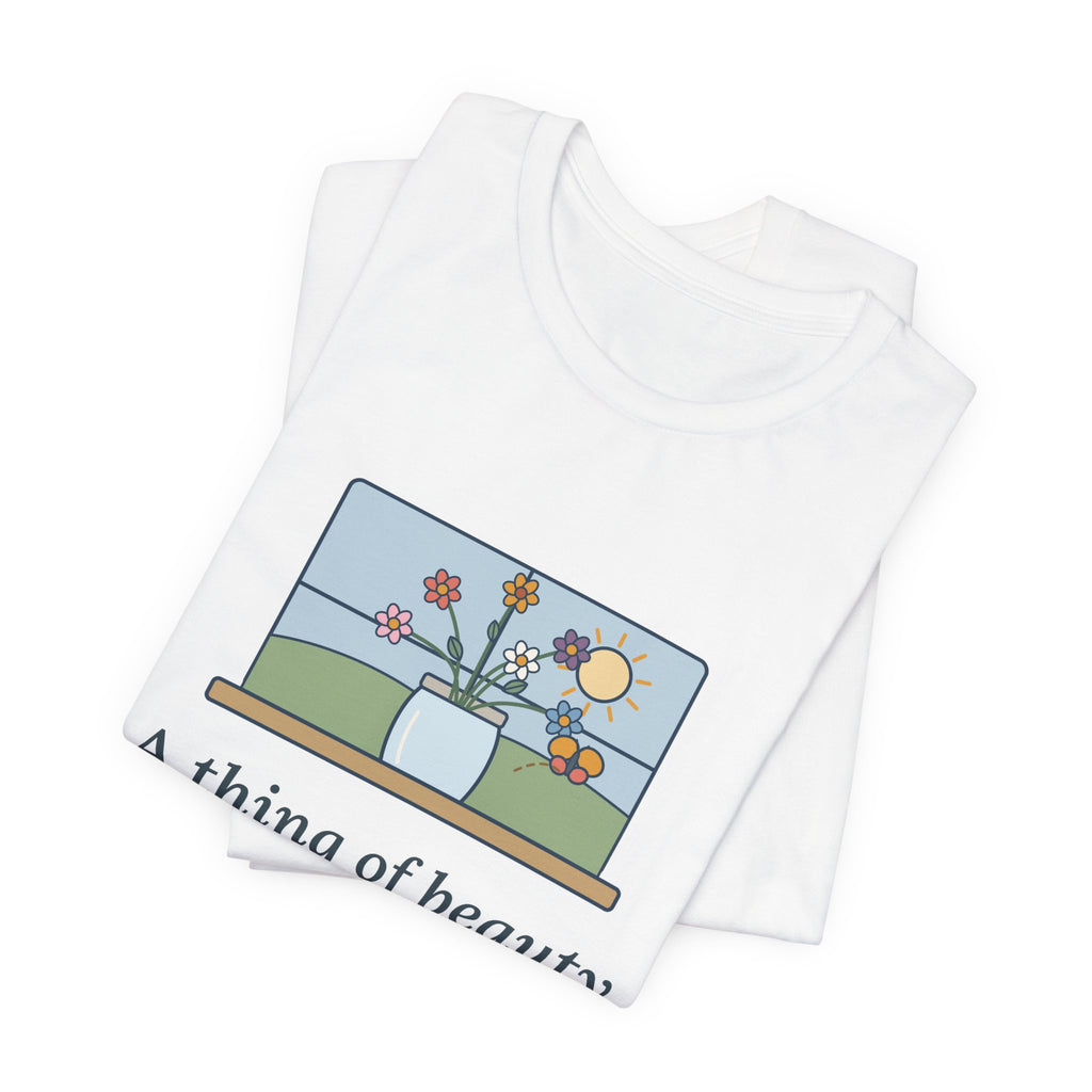 John Keats Quote T-Shirt, A Thing of Beauty Is a Joy Forever, Nature Wildflower Jar Tee