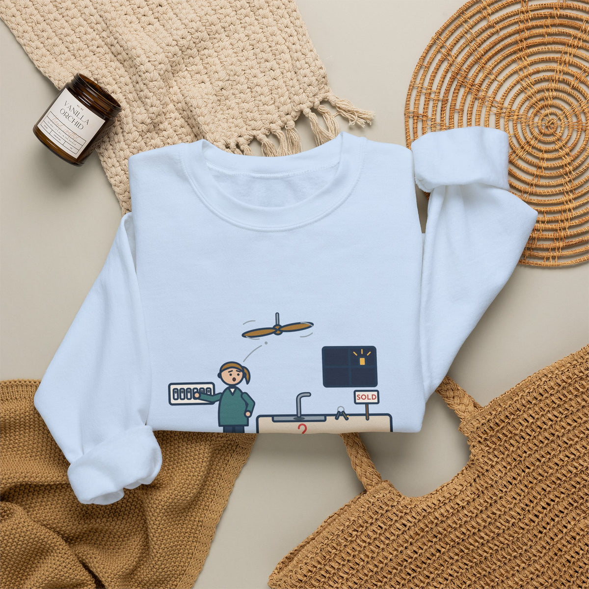 New Homeowner Sweatshirt, First Weekend Finding Which Switch Runs the Garbage Disposal, Funny Switch Plate Crewneck