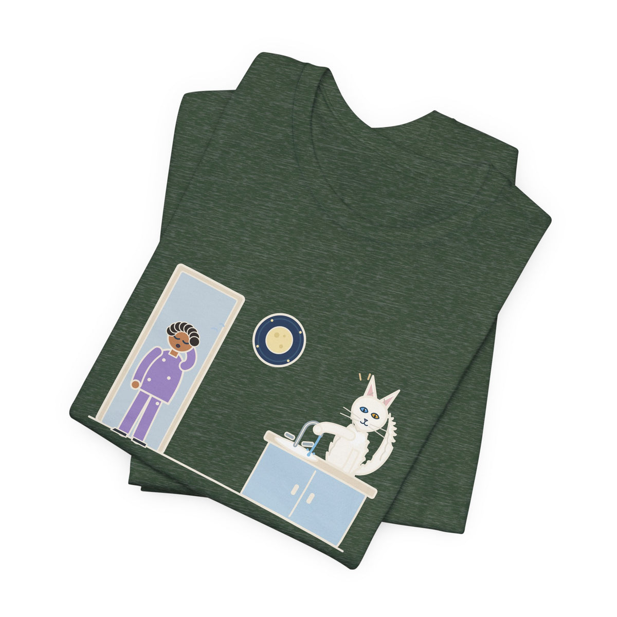 Turkish Angora Cat T-Shirt - Turned On the Bathroom Faucet by Himself at Two A.M. Funny Cat Tee