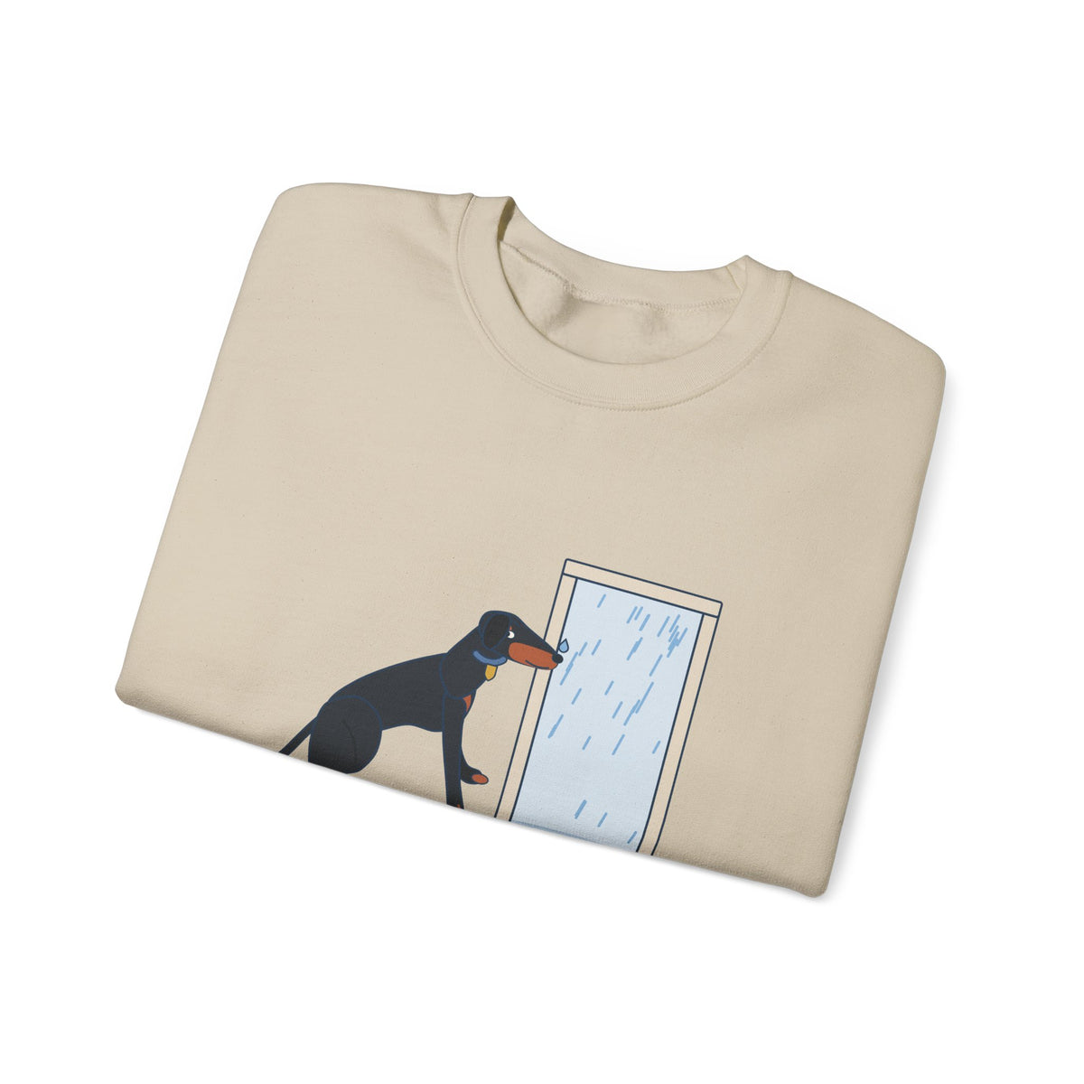 Doberman Crewneck Sweatshirt - Guard Dog. Won't Go Out in the Rain. Dobie Gift