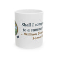 Shakespeare Quote Mug, Shall I Compare Thee to a Summer's Day, Love Framed Meadow Coffee Mug 11oz