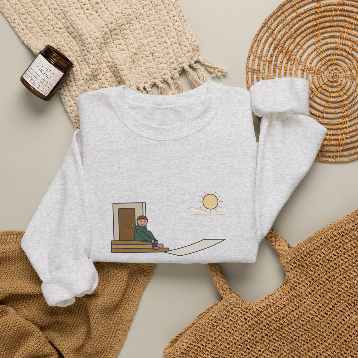 First, Say to Yourself What You Would Be Sweatshirt, Stoic Epictetus Quote Crewneck with Porch Runner