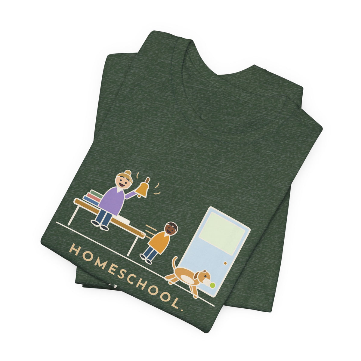 Homeschool Parent T-Shirt - Rang the Recess Bell for One Kid and the Dog
