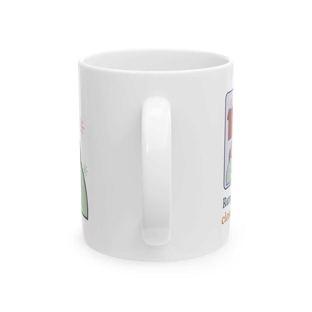 New Year 2027 Dog Lover Coffee Mug - Rang in 2027 in the Closet with the Dog, Fireworks Night Mug