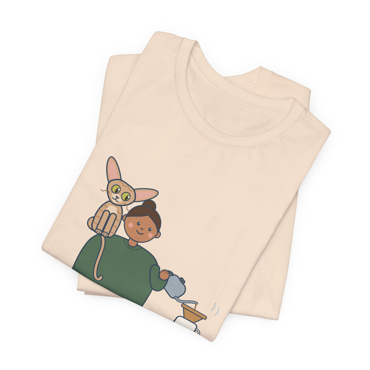 Devon Rex Cat T-Shirt - Rides on My Shoulder Like a Parrot Funny Shoulder Cat Tee