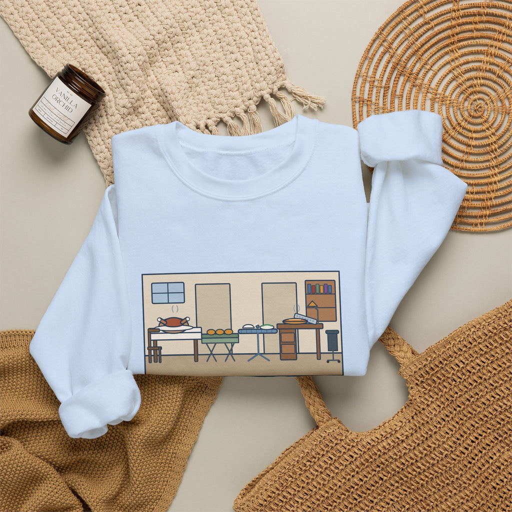 Funny Thanksgiving Sweatshirt, Four Tables and My Desk, Big Family Host Crewneck