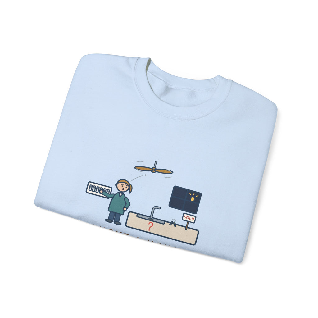 New Homeowner Sweatshirt, First Weekend Finding Which Switch Runs the Garbage Disposal, Funny Switch Plate Crewneck
