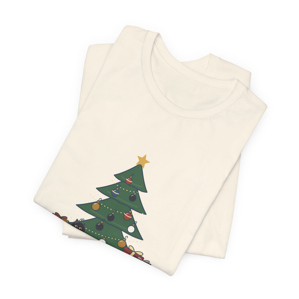 Black Cat Christmas T-Shirt - That Black Ornament on the Bottom Branch Is the Cat